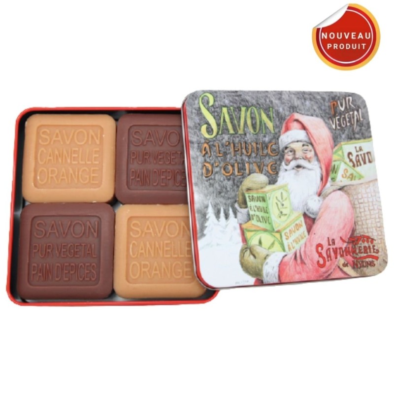 SAVON BOITE METAL 4 SAVONS PAPA NOEL