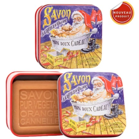 SAVON BOITE METAL NOEL 2 PERE NOEL DANS LE BAIN