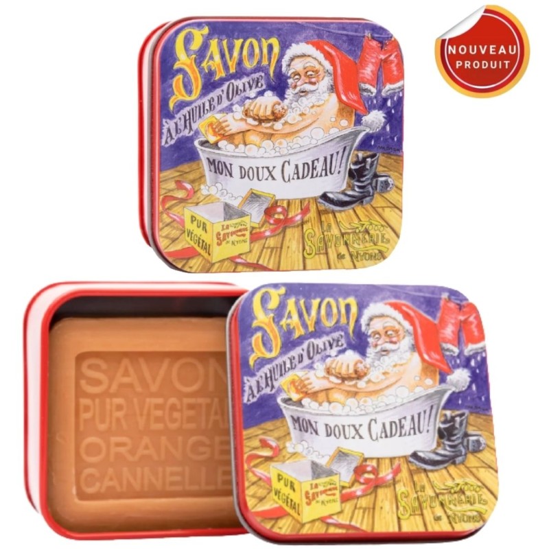 SAVON BOITE METAL NOEL 2 PERE NOEL DANS LE BAIN