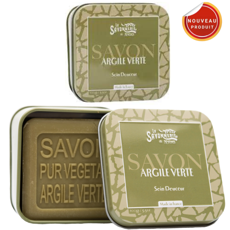 SAVON BOITE METAL BIEN ARGILE VERTE