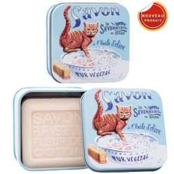 SAVON BOITE METAL FLEUR DE COTON CHAT ROUX 100G