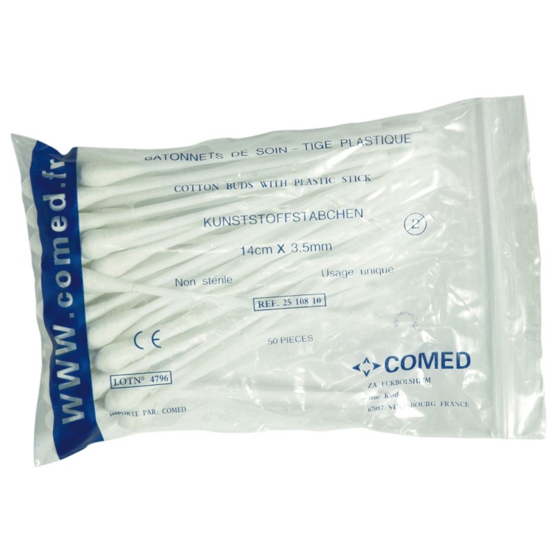 BATONNETS SOINS PLASTIQUE/SACHET 50 PC