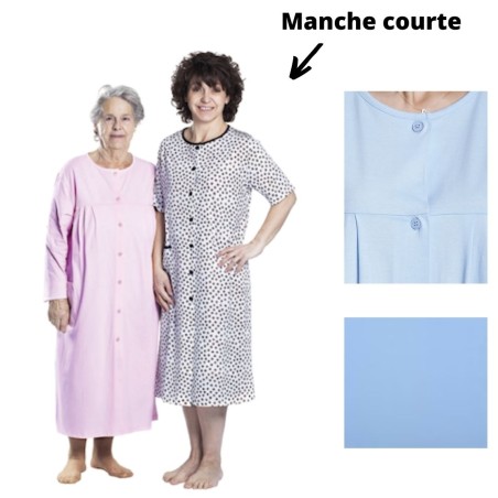 CHEMISE DE NUIT  ALICE BLEU CIEL MANCHE COURTE