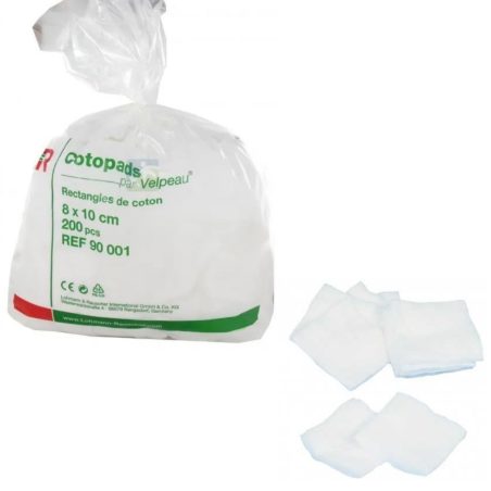 COTON RECTANGLE COTOPADS 8CM X 10CM X200