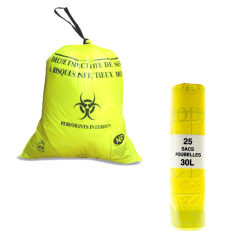 SACS DECHETS MEDICAUX JAUNE 30L X 25