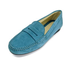 MOCASSIN NUBUCK FEMME BLEU