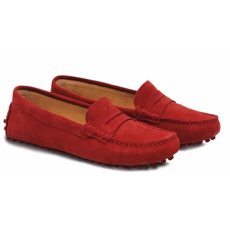 MOCASSIN NUBUCK FEMME ROUGE