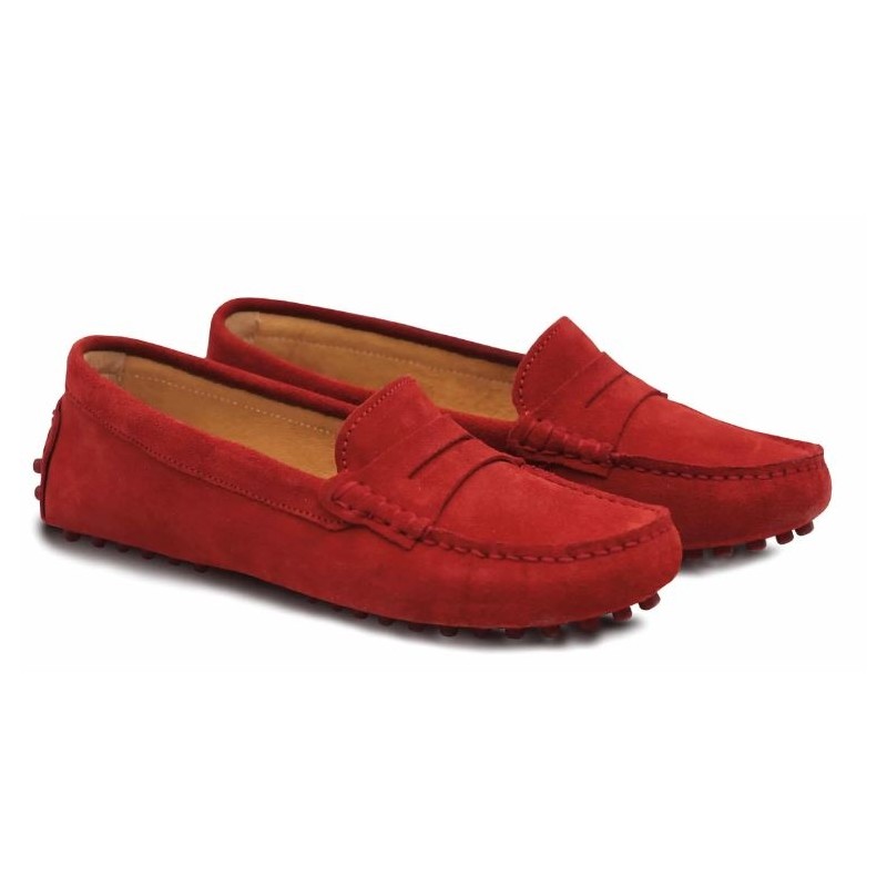 MOCASSIN NUBUCK FEMME ROUGE