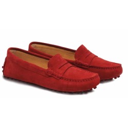 MOCASSIN NUBUCK FEMME ROUGE