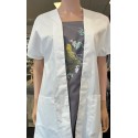 TUNIQUE MOOVE  BLANC IMPRIME LINOTTE GRIS