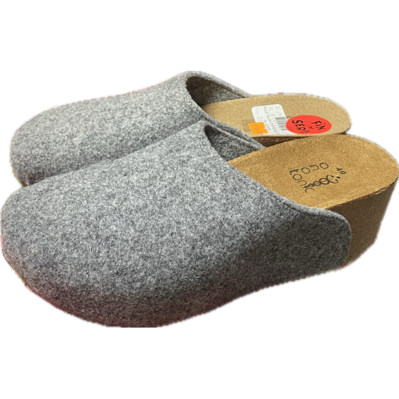 MULE TALON COMPENSE TEXTILE GRIS