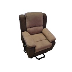 FAUTEUIL RELEVEUR ALVA CHAUFFANT MASSANT 2 MOTEURS BEIGE/CHOCO BI MATIERE