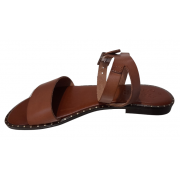 Sandales plate cuir tour de cheville deborah marron 3196