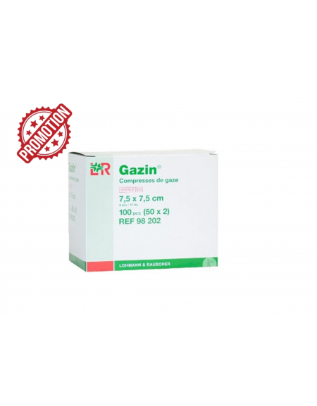 GAZIN COMPR GAZE 17FILS 7.5X7.5CM BTE50X2 STERILE
