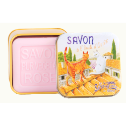 SAVON BOITE METAL ROSE CHAT SUR UN TOIT 100G