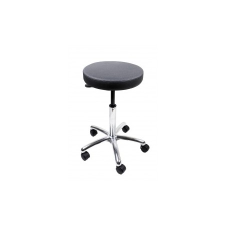 TABOURET CRONOS SS DOSSIER PIED METAL ROULETTES NOIR