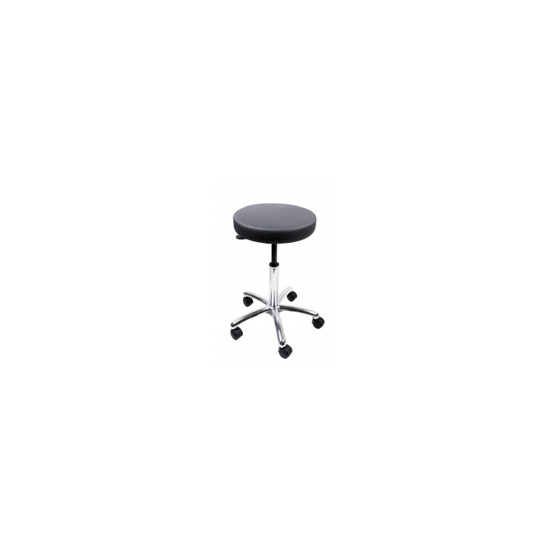 TABOURET CRONOS SS DOSSIER PIED METAL ROULETTES NOIR