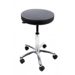 TABOURET CRONOS SS DOSSIER PIED METAL ROULETTES NOIR