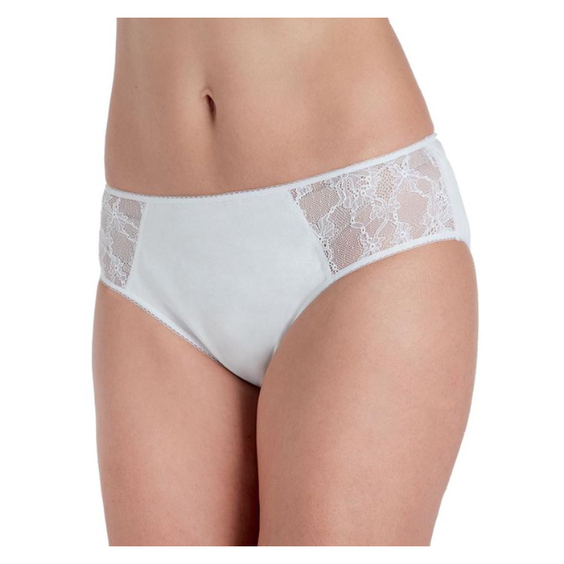 CULOTTE MIDI INTRAVERSABLE EMPIECE DENTELLE BLANC